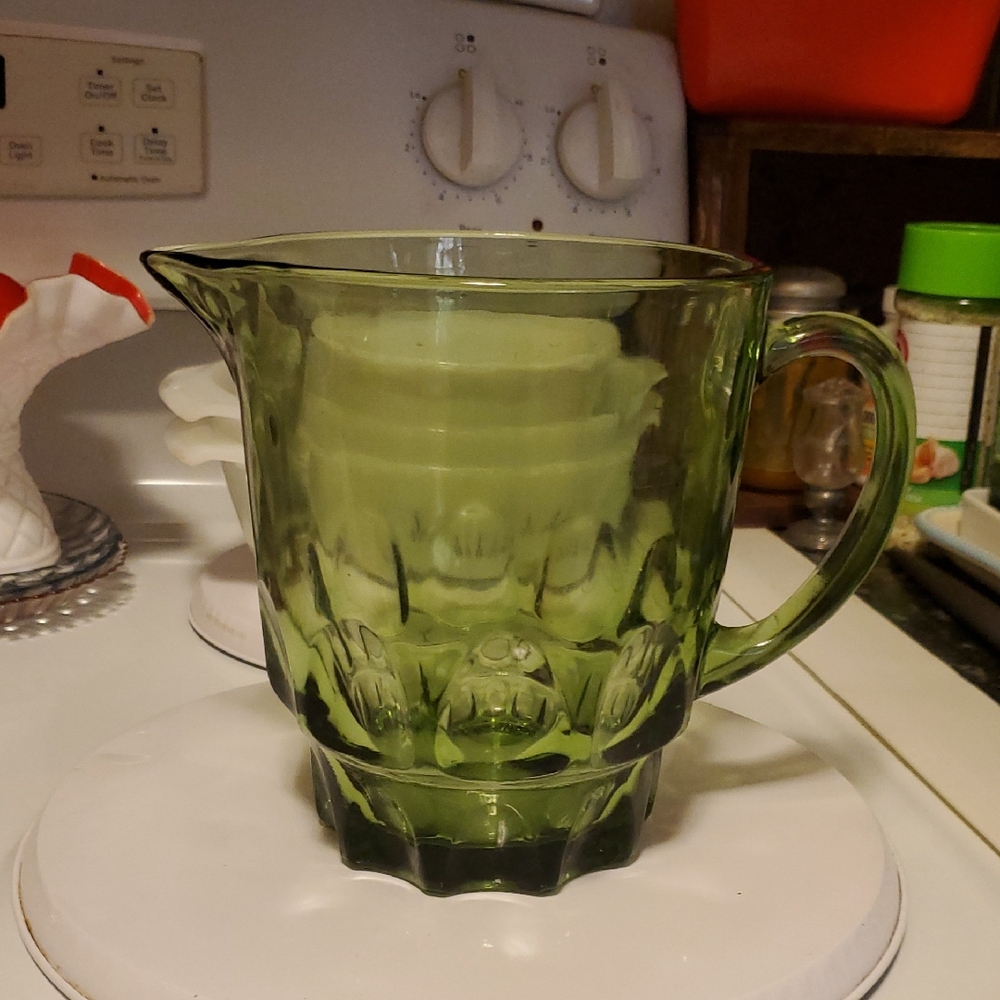 Vintage Hazel Atlas Thumbprint Pattern Glass Pitcher